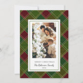 Green Red Plaid Lijst Vrolijk Kerstfeest Feestdagenkaart (Voorkant)