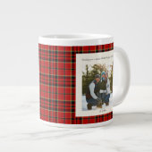 Green Red Plaid Monogram 2 Photo Rustic Christmas Grote Koffiekop (Voorkant rechts)