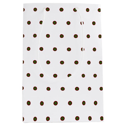 Green Red Polka Dots kerstcadeau Medium Cadeauzakje (Voorkant)