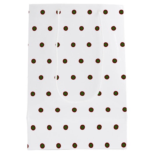 Green Red Polka Dots kerstcadeau Medium Cadeauzakje (Achterkant)