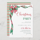  Green Red Ribbon Bow Christmas Party  Kaart (Voorkant / Achterkant)