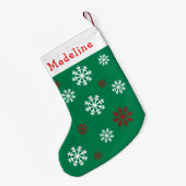 Green Red Snow Flakes Cute Name Kleine Kerstsok (Achterkant (Hangend))