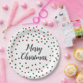 Green Red Stippen kerstfeest Papieren Bordje (Feest)