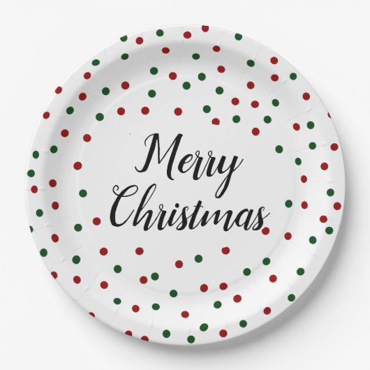 Green Red Stippen kerstfeest Papieren Bordje (Voorkant)
