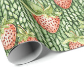 Green Red Strawberries Fruit Birthday Cadeaupapier (Rol Hoek)