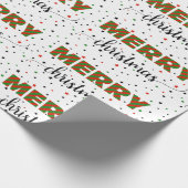 Green Red Striped Merry Kerststerren Cadeaupapier (Hoek)