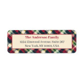 Green Red Tartan Plaid Custom Christmas Holiday Etiket (Voorkant)