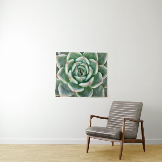 Green Red Tipped Succulent Wandkleed (In Situ (horizontaal))