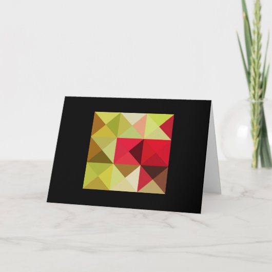 Green Red Tones Quilt Square Note Kaart (Voorkant)