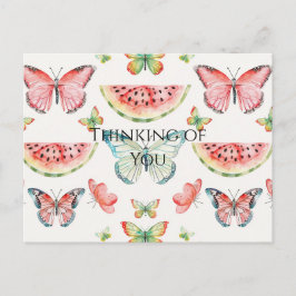 Green Red Watermelon Blue Butterflies Birthday Briefkaart