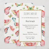 Green Red Watermelon Blue Butterflies Birthday Kaart (Voorkant / Achterkant)