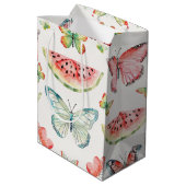 Green Red Watermelon Blue Butterflies Birthday Medium Cadeauzakje (Achterkant Gekanteld)