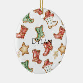 Green Red Western Cowboy Boots Christmas  Keramisch Ornament (Rechts)