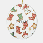 Green Red Western Cowboy Boots Christmas  Keramisch Ornament (Links)