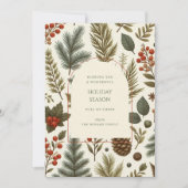 Green Red Whimsical Floral Waterverf vakantie Kaar (Voorkant)