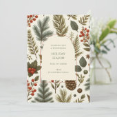 Green Red Whimsical Floral Waterverf vakantie Kaar (Staand voorkant)