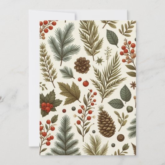 Green Red Whimsical Floral Waterverf vakantie Kaar (Achterkant)