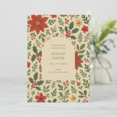 Green Red Whimsical Floral Waterverf vakantie Kaar (Staand voorkant)