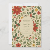 Green Red Whimsical Floral Waterverf vakantie Kaar (Voorkant)