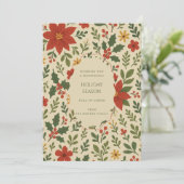 Green Red Whimsical Floral Waterverf vakantie Kaar (Staand voorkant)