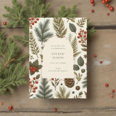 Green Red Whimsical Floral Waterverf vakantie Kaar