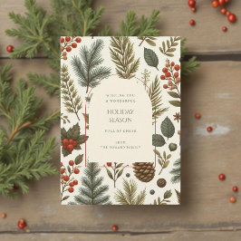 Green Red Whimsical Floral Waterverf vakantie Kaar