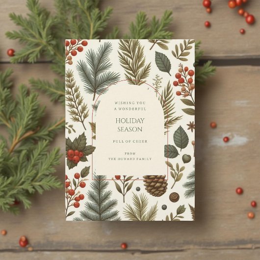 Green Red Whimsical Floral Waterverf vakantie Kaar