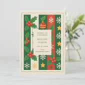 Green Red Whimsical Stripe Waterverf Vakantie Kaar (Staand voorkant)