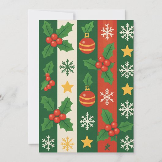 Green Red Whimsical Stripe Waterverf Vakantie Kaar (Achterkant)