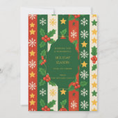 Green Red Whimsical Stripe Waterverf Vakantie Kaar (Voorkant)