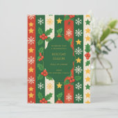 Green Red Whimsical Stripe Waterverf Vakantie Kaar (Staand voorkant)