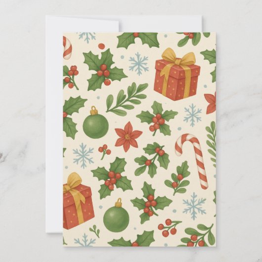 Green Red Whimsical Waterverf Holiday Kaart (Achterkant)