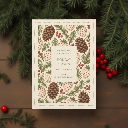 Green Red Whimsical Waterverf Holiday Kaart