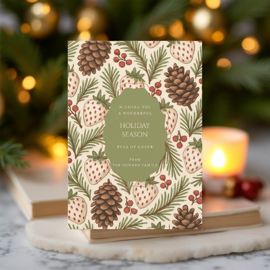 Green Red Whimsical Waterverf Holiday Kaart