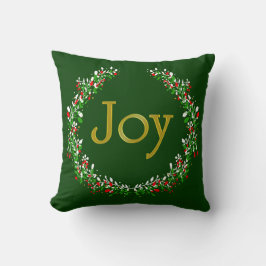 Green Red White Gold-kerstavond JOY Pillow Kussen