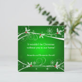 Green Red White Holly Holiday Uitnodiging (Staand voorkant)