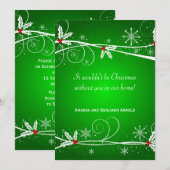 Green Red White Holly Holiday-uitnodiging Kaart (Voorkant / Achterkant)