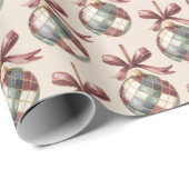 Green Red White Ornaments with Bows Christmas Cadeaupapier (Rol Hoek)