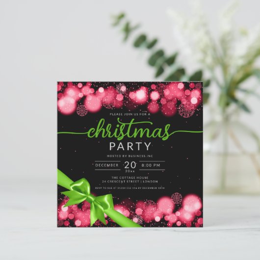 Green Red Winter Wonderland Company Xmas Ribbon Kaart (Staand voorkant)