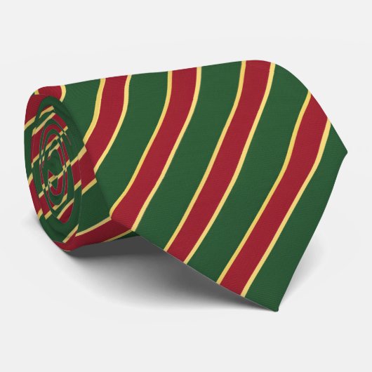 Green Red Yellow Multi-Stripe Stropdas (Opgerold)
