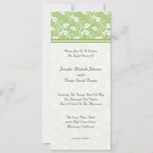 Green Regency Floral Wedding Invitation Kaart (Voorkant)