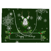 Green Reindeer Gift Bag Groot Cadeauzakje (Achterkant)