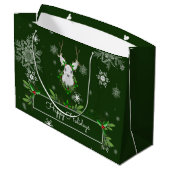 Green Reindeer Gift Bag Groot Cadeauzakje (Achterkant Gekanteld)
