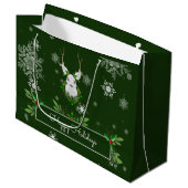 Green Reindeer Gift Bag Groot Cadeauzakje (Voorkant Gekanteld)