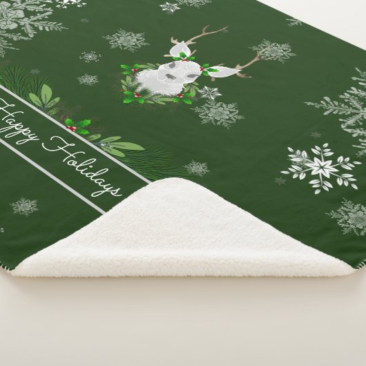 Green Reindeer Sherpa Blanket Sherpa Deken (3/4)