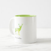 Green Reindeer Silhouette & Calligraphy Tweekleurige Koffiemok (Voorkant links)