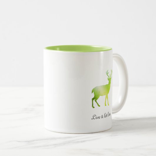 Green Reindeer Silhouette & Calligraphy Tweekleurige Koffiemok (Voorkant rechts)