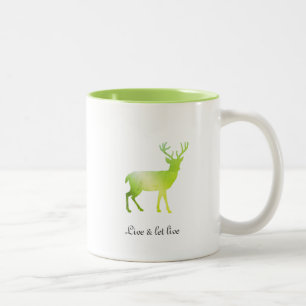 Green Reindeer Silhouette & Calligraphy Tweekleurige Koffiemok