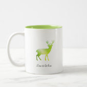 Green Reindeer Silhouette & Calligraphy Tweekleurige Koffiemok (Links)
