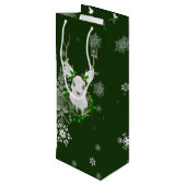 Green Reindeine Gift Bag Wijn Cadeautas (Achterkant Gekanteld)